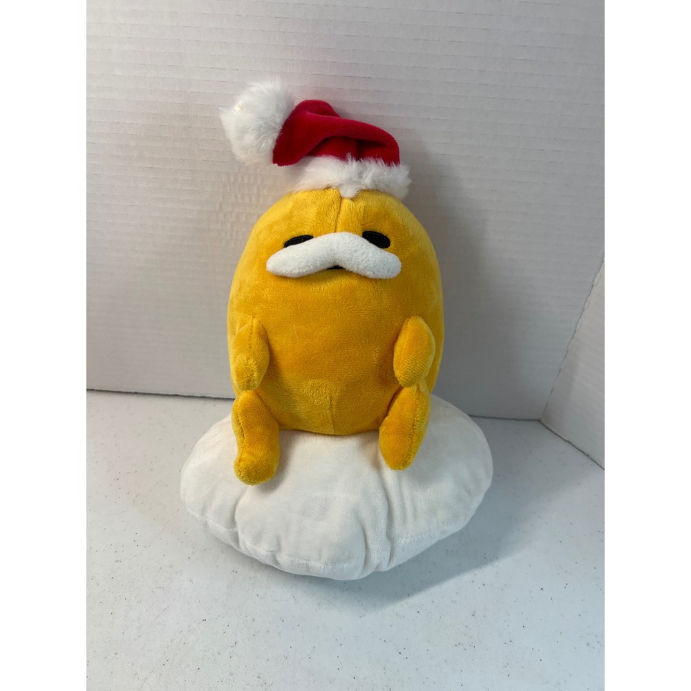 Sanrio Gudetama Santa Hat Mustache Holiday Plush Lazy Egg Christmas 11 Inch